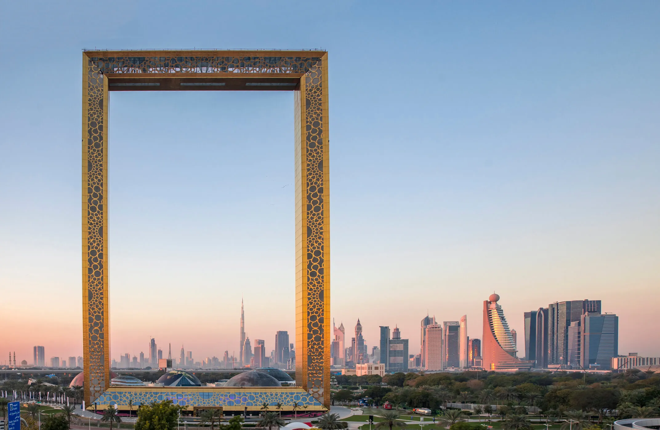 Scinematic view of The Dubai Frame