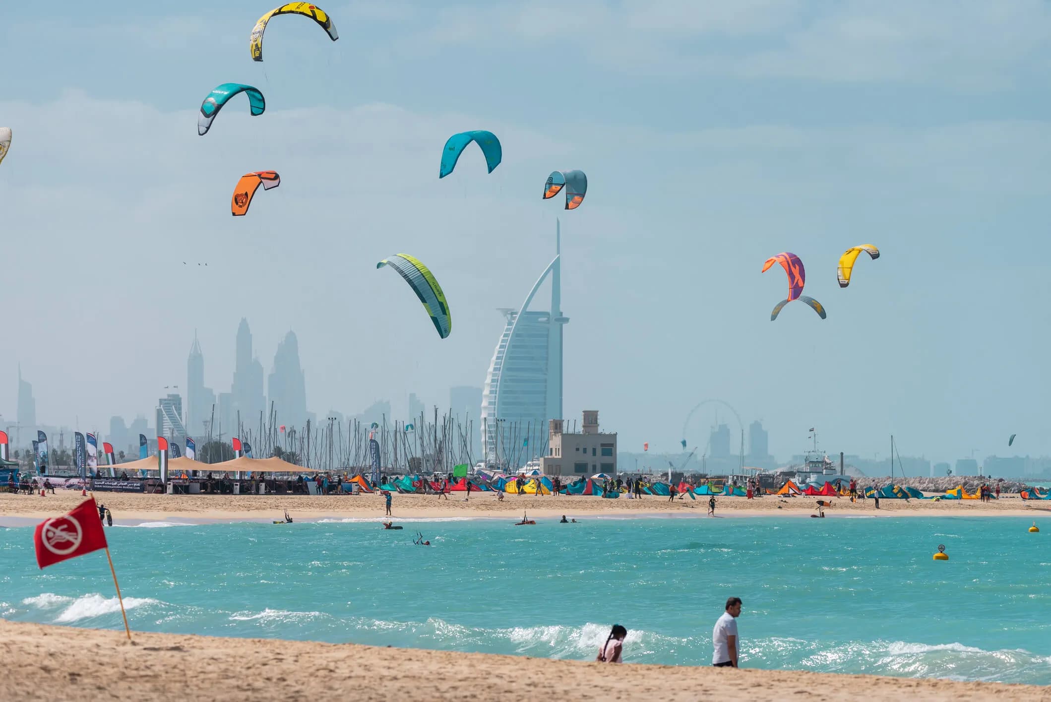 Kite surfing over Dubai Kite Beach